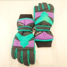 Vintage 90's Thinsulate Gloves Medium Nylon Shell Retro Ski Winter Purple Teal