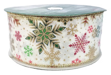 Kirkland Wire-Edged WINTER SNOWFLAKES Christmas Metallic Holiday Ribbon Spool