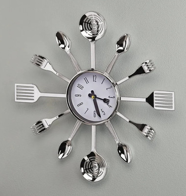 Kitchen Wall Clock 3D Modern Utensils Creative Cutlery Spoon Fork Art Design