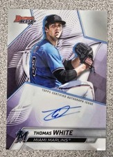 2025 BOWMAN'S BEST THOMAS WHITE ROOKIE ON-CARD AUTO SP MIAMI MARLINS AUTOGRAPH. rookie card picture