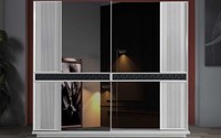 Weiß-Brauner Kleiderschrank Exklusiver Holzschrank Schlafzimmer MöBel