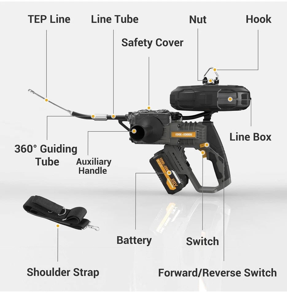 Беспроводная профессиональная рыбья лента электрический инструмент для вытягивания кабелей бесщеточный мотор - Изображение 2 из 4