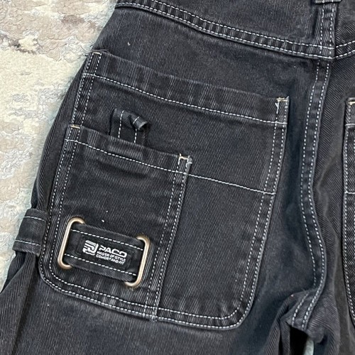 Deadstock Y2K Paco Jeans Boys YOUTH Sz 8 Black Denim Baggy Carpenter Pants - Picture 5 of 13