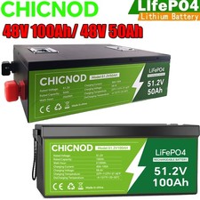 48V 50Ah/100Ah LiFePO4 Lithium Battery Built-in BMS Deep Cycle For RV Golf Cart