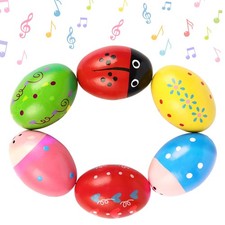 6 Pcs Wooden Egg Shakers, Musical Maracas Percussion Colorful Shakers