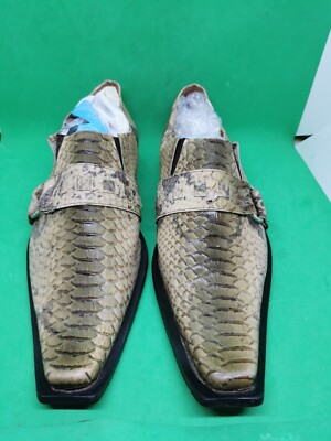Authentic Vincent Loafers Snakeskin Python Skin Leather Size 10 US 44 EU Italy The Viper Brown Python Skin Leather Bit Loafer Men Shoe  main image 4