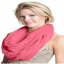 Coral Pink Mobius Infinity Scarf Snood Circular Tube Eternity Shawl Pashmina NEW