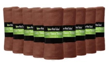 24 Pack Soft Warm Fleece Blanket or Throw Blanket - 50 x 60 Inch Brown