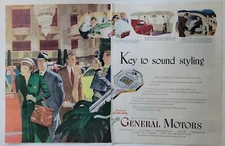 1949 General Motors GM  cars key to sound styling vintage two page ad