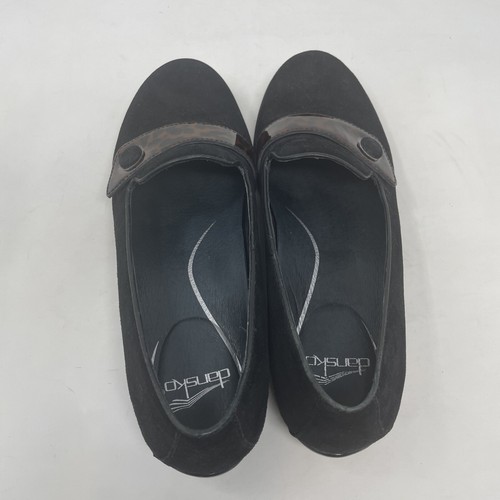 Dansko (39) US 8.5-9 Shoes womens black suede Mary Janes Cheetah flats - Picture 8 of 11