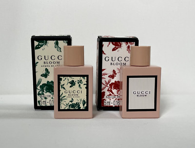 Great Price Set of 2! NEW Gucci Bloom Eau de Parfum & Acqua De Fiori Minis 5 ml 