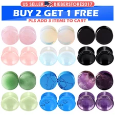 4PCS Mixed Stone Ear Plugs Tunnels Saddle Ear Gauge Stretcher Piercing 2G-16MM