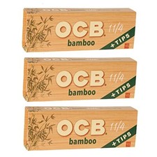 OCB Bamboo 1 1/4 Rolling Paper Cigarette Paper  Filter Tips 3 Booklets 