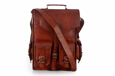 Herren Echt Glorreich Leder Vintage Rucksack Laptop Tasche Backpack Umhängeta...