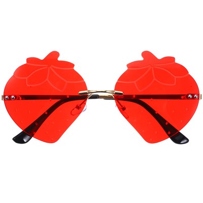  1 Pair Strawberry-Shape Rimless Sunglasses Frameless Glasses for Party