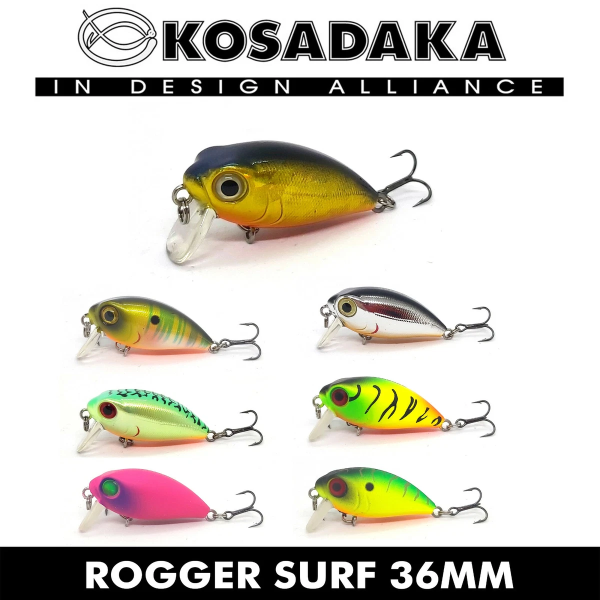 KOSADAKA PHANTOM ROGER SURF 36F FLOATING FISHING HARD CRANK BAIT LURE 36mm