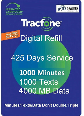 TracFone Service Extension Year/425 Days+1000 Mins/1000Texts