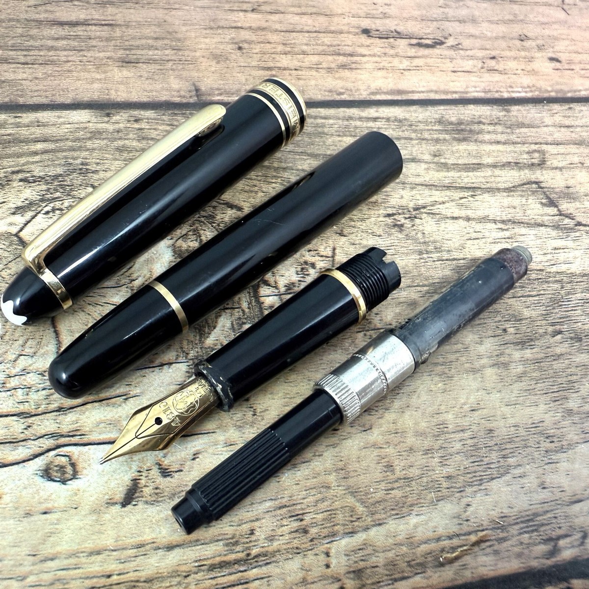 MONTBLANC MEISTERSTUCK 14K-585 NIB:M FOUNTAIN PEN VINTAGE BLACK