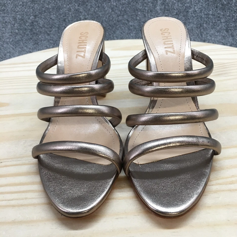 Sandalias Schutz Mujer 7 B Felisa Informales Sin Cordones Deslizables Marrón Metálico Foto 4 de 4