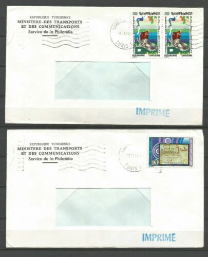 Timbres de Tunisie avec 2 timbres