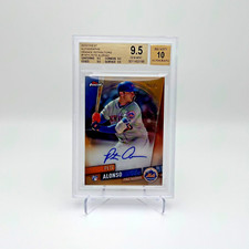 BGS 9.5 2019 FINEST PETE ALONSO ORANGE REFRACTOR RC AUTO #/25 NY METS ORIOLES