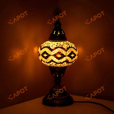 Lampe de bureau en mosaïque turque marocaine colorée Tiffany Table lit lampe - Photo 1/4
