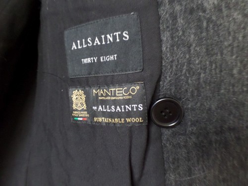New Latest ALL SAINTS Manteco wool blend dark charcoal long coat sz 38 US 6 - Picture 10 of 12