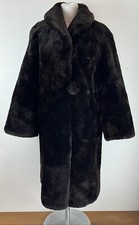 Vintage Real Fur Beaver Lamb Coat Size Approx U.k. 12 Warm Heavy Glamorous Coat