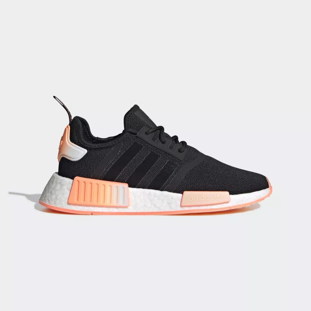 Обувь Adidas NMD_R1 Originals, черная, белая, оранжевая, GW9463, Женский размер