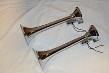 Chrome 17 Dual Trumpet Air Horn Kit Train Semi Truck Boat Rv Loud 150 Db Horns