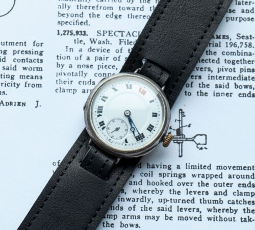 ELEGANT WWI Trench Watch Roman Numerals and RED TWELVE SERVICED w/ WARRANTY! - Picture 1 of 10