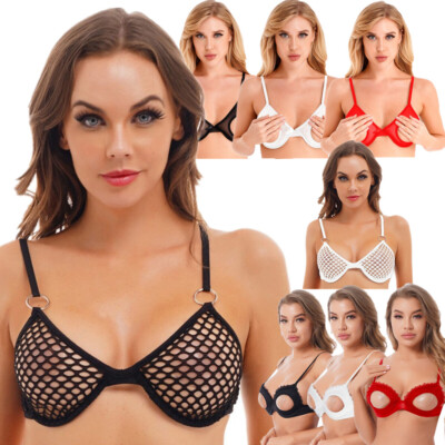 US Sexy Womens Lingerie Leather Harness Cupless Cage Bra Strappy Body Bustiers