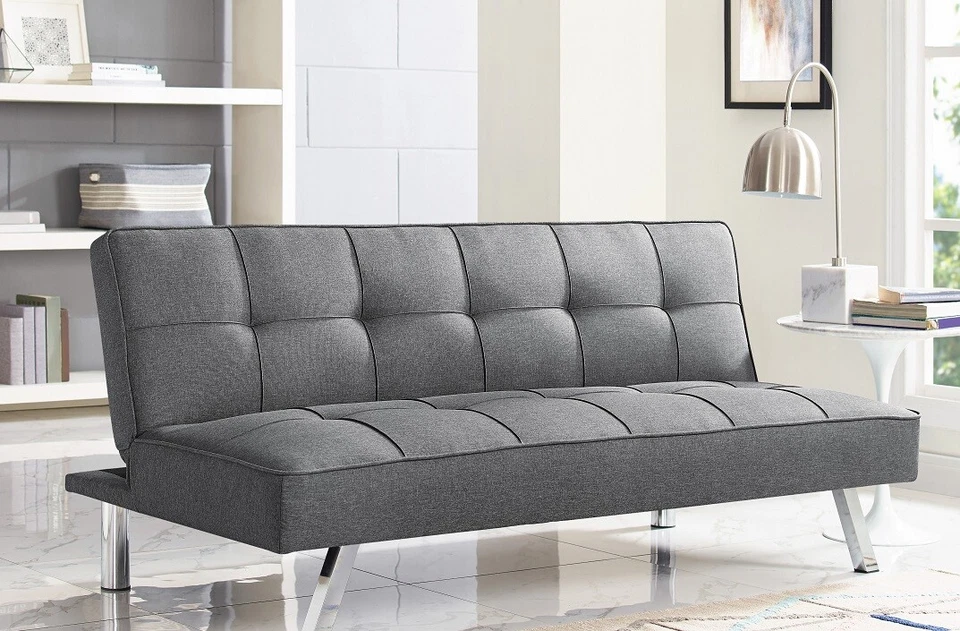 Futon Sofa Bed Sleeper Convertible Couch 3 Seat Foldable Full Size With Mattress - Image 3 of 4