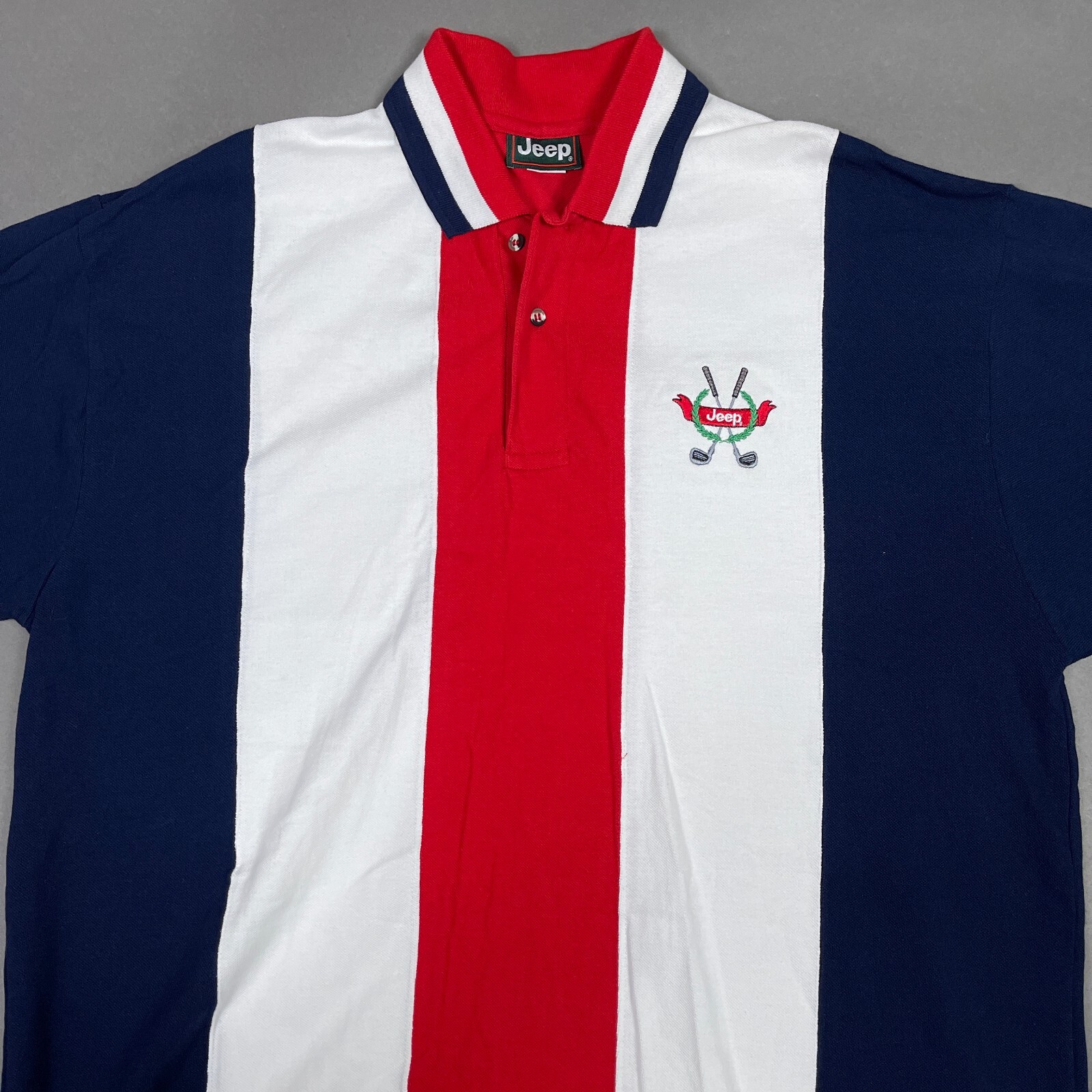 Jeep Polo Shirt Mens XXL Red White Blue Golf Off Road Casual Patriot US