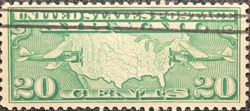 Scott #C9 US 1927 20 Cent Airmail Stamp - Picture 1 of 2