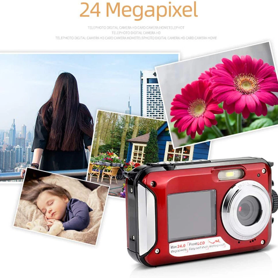 Waterproof Digital Camera 1080P HD 2.4MP Dual Screen Underwater DV Recorder - Image 4 of 4