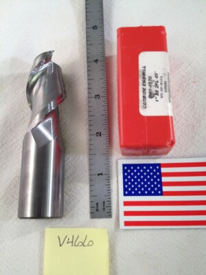 HTC 1'' DIAMETER CARBIDE END MILL. 2 FL. 45° HELIX. 2'' LOC 4'' OAL USA MADE (V466)