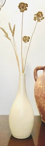 Modern Beige White Ceramic Bud Vase 9.5”H