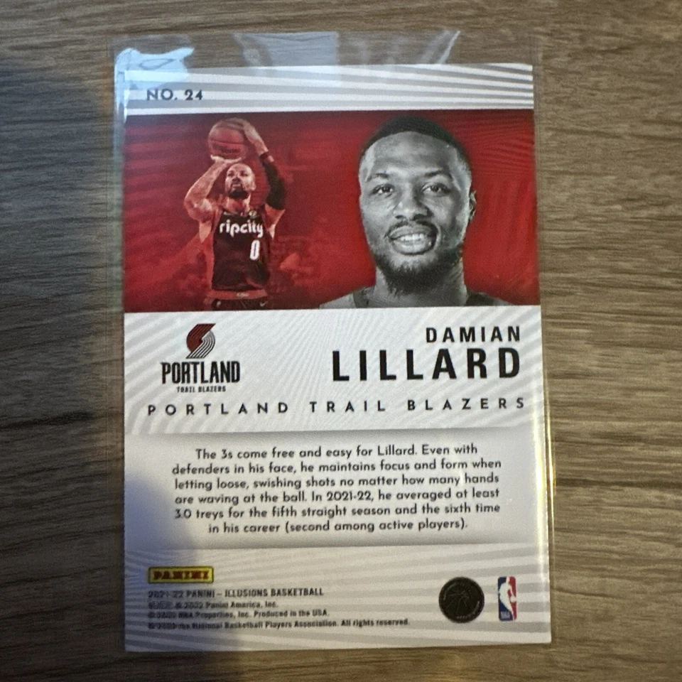 2021-22 panini illusions asia intriguing players red & yellow damian lillard - Image 2 of 2