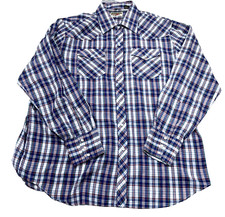 Vintage Youngbloods Western Shirt Men XL Blue Pearl Snap Button Plaid Cowboy 90s