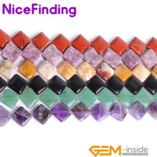 16mm Square Multi Color Natural Stone Beads For Jewelry Making Gemstone Strand