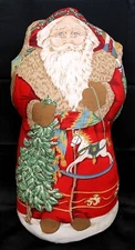 Vtg Cranston 19" Father Christmas Santa Printed Fabric Free Standing Plush Decor