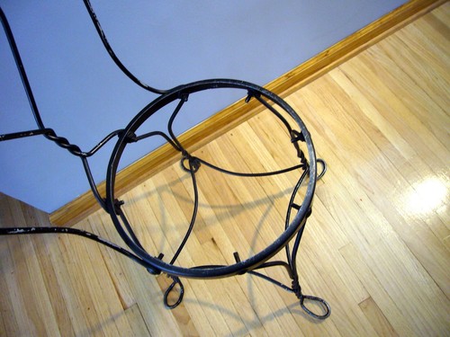Vtg Black Wrought Iron Ice Cream Parlor Chair Heart Back Solid Red Velvet Seat - Picture 5 of 8