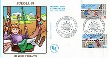 2584/5++ENVELOPPE 1er JOUR 1989  EUROPA LES JEUX D' ENFANTS OBLIT. STRASBOURG