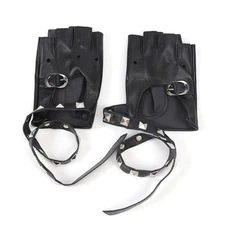 Fingerless Synthetic Leather Gloves Black Short Half Finger Women Glove