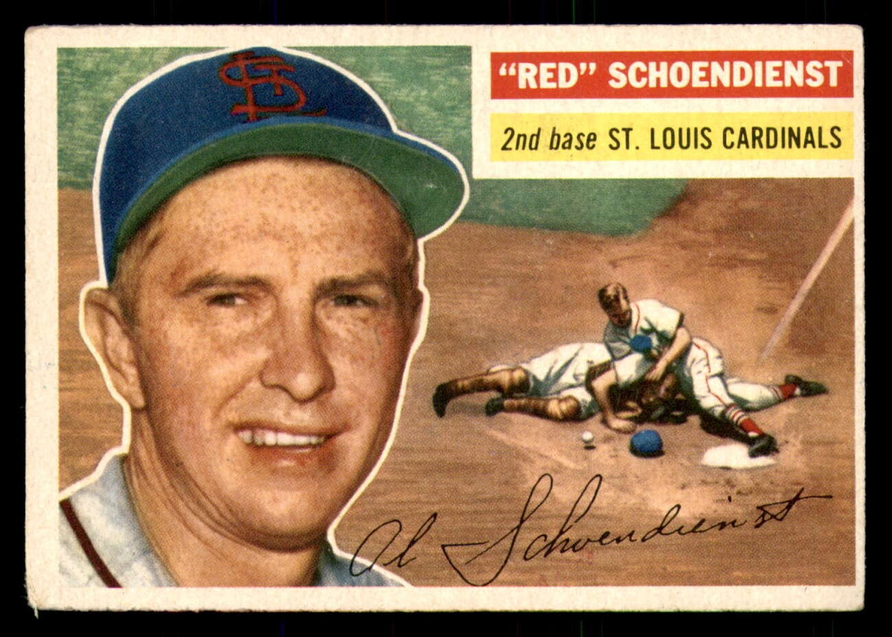 1956 Topps #165A Red Schoendienst Grey Backs Excellent Cardinals Grey  ID:388718