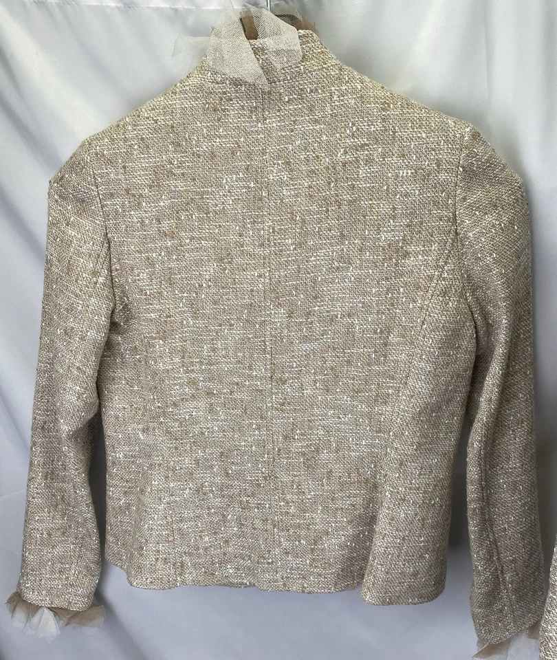 Rickie Freeman Teri Jon VTG Women’s 8 Jacket 10 Skirt Tweed Champagne Suit - Image 2 of 4