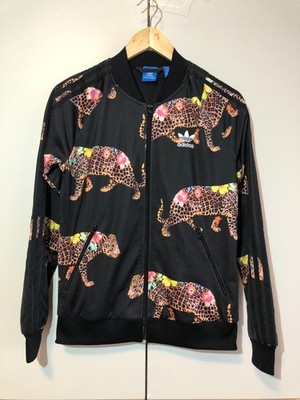ADIDAS ORIGINALS FIREBIRD Jacke Damen Bunt Leoparden Muster Gr. 36 Retro Vintage