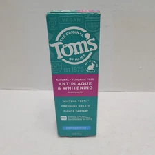 New Sealed Tom's of Maine Antiplaque and Whitening Toothpaste 4.6 Ounce 