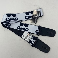 Buckle-Down Mustache Sunglasses Guitar Strap White Black GS-W30064 Made in USA